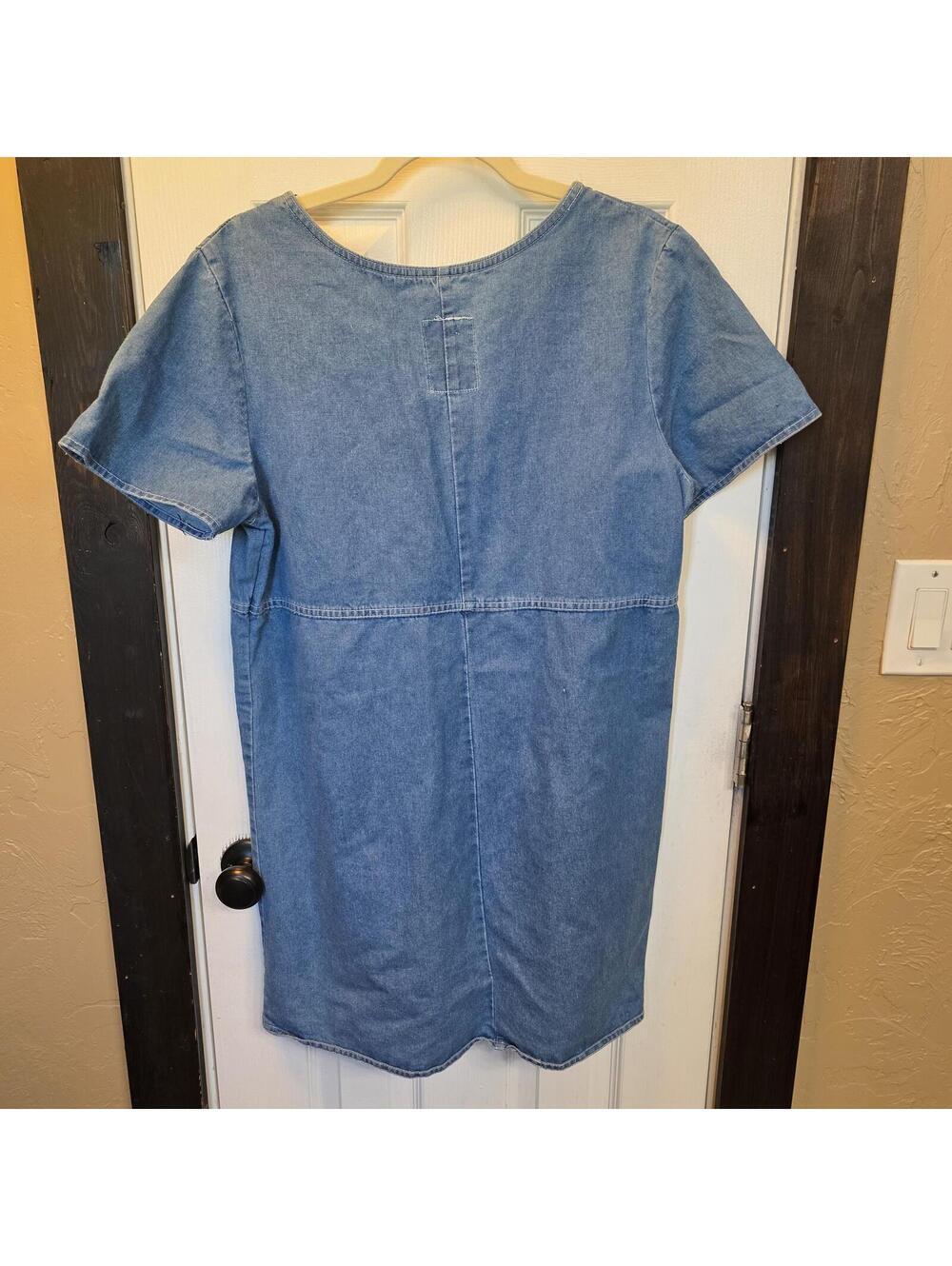 Vintage Studio 25 Women's Denim Short Sleeve Dress with Pockets-Large - Picture 5 of 7